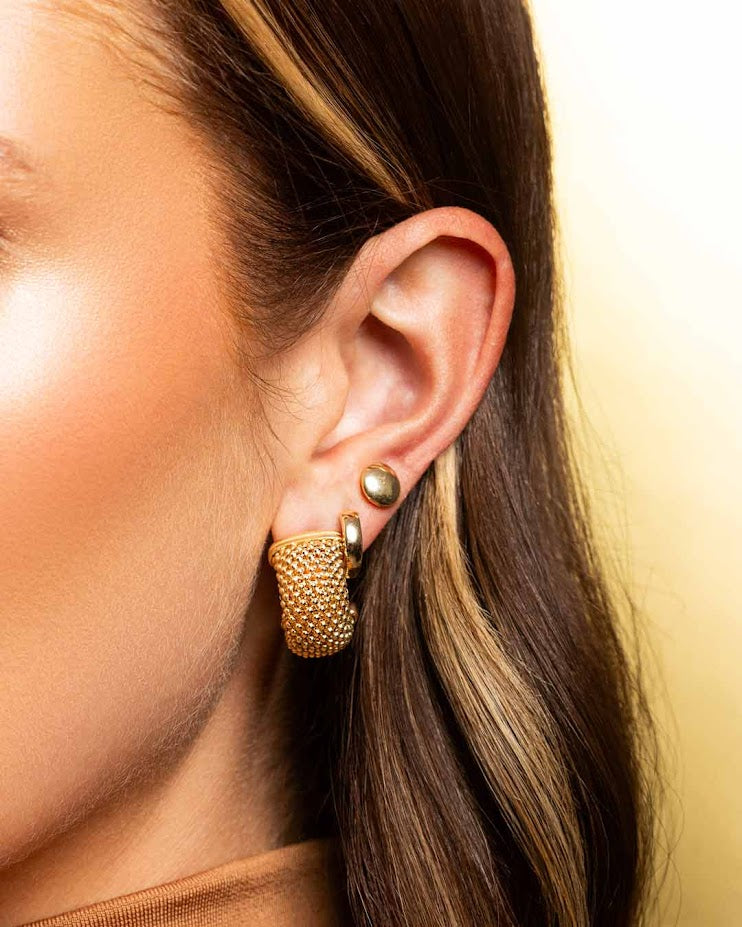 14 KY BIG HALF HOOPS MESH EARRINGS