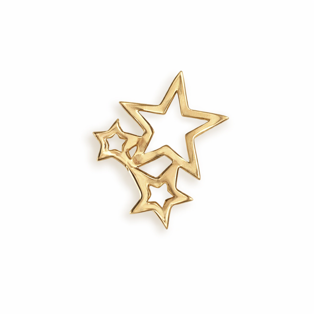 Piercing de Tres Estrellas en Oro Amarillo 14K