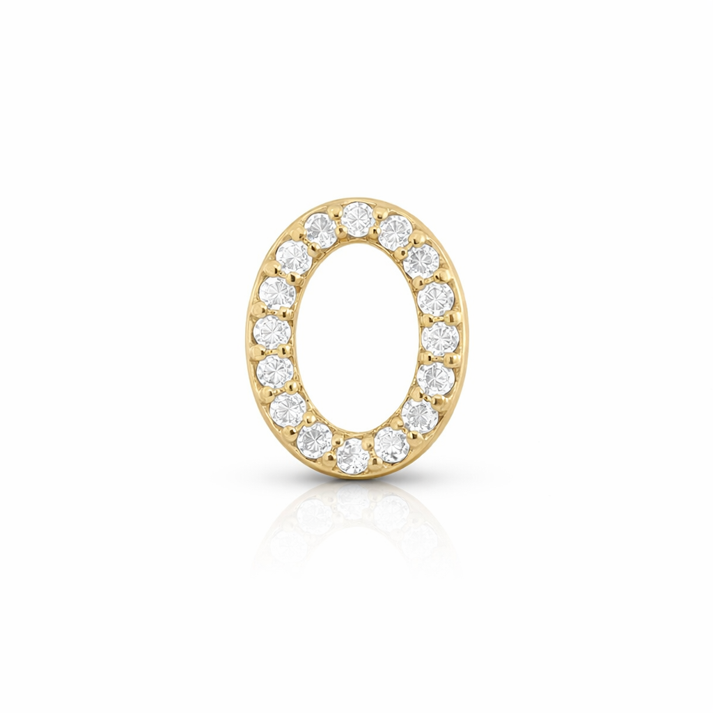 Piercing Ovalado Pavé en Oro Amarillo 14K