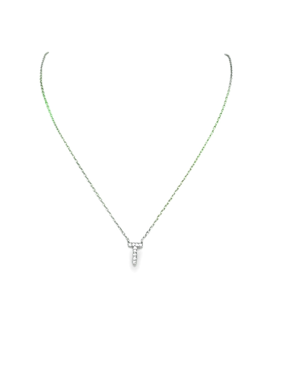 Collar de Plata 925 con Inicial T y Cristales
