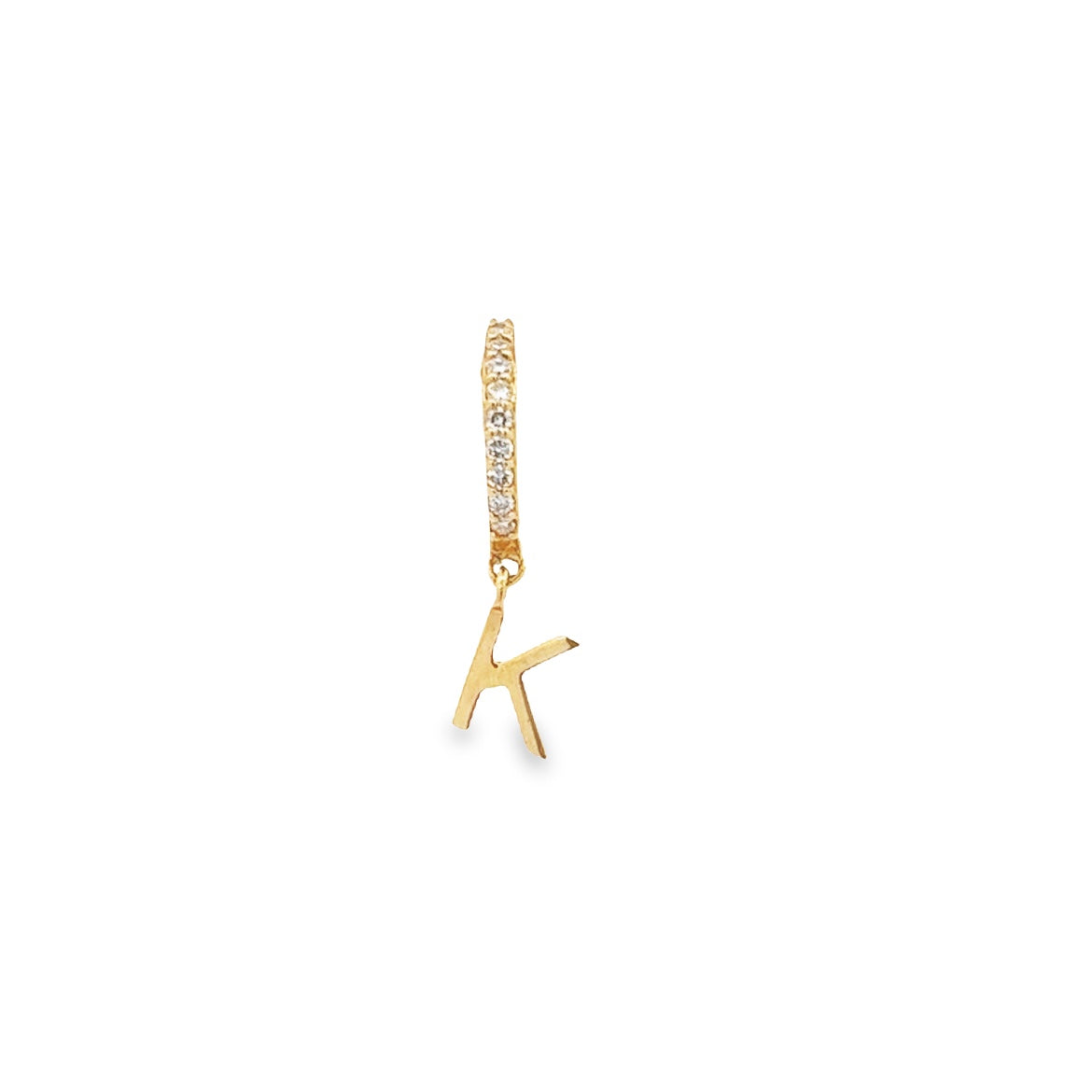 Arete Huggie en Oro Amarillo 14K con Letra K
