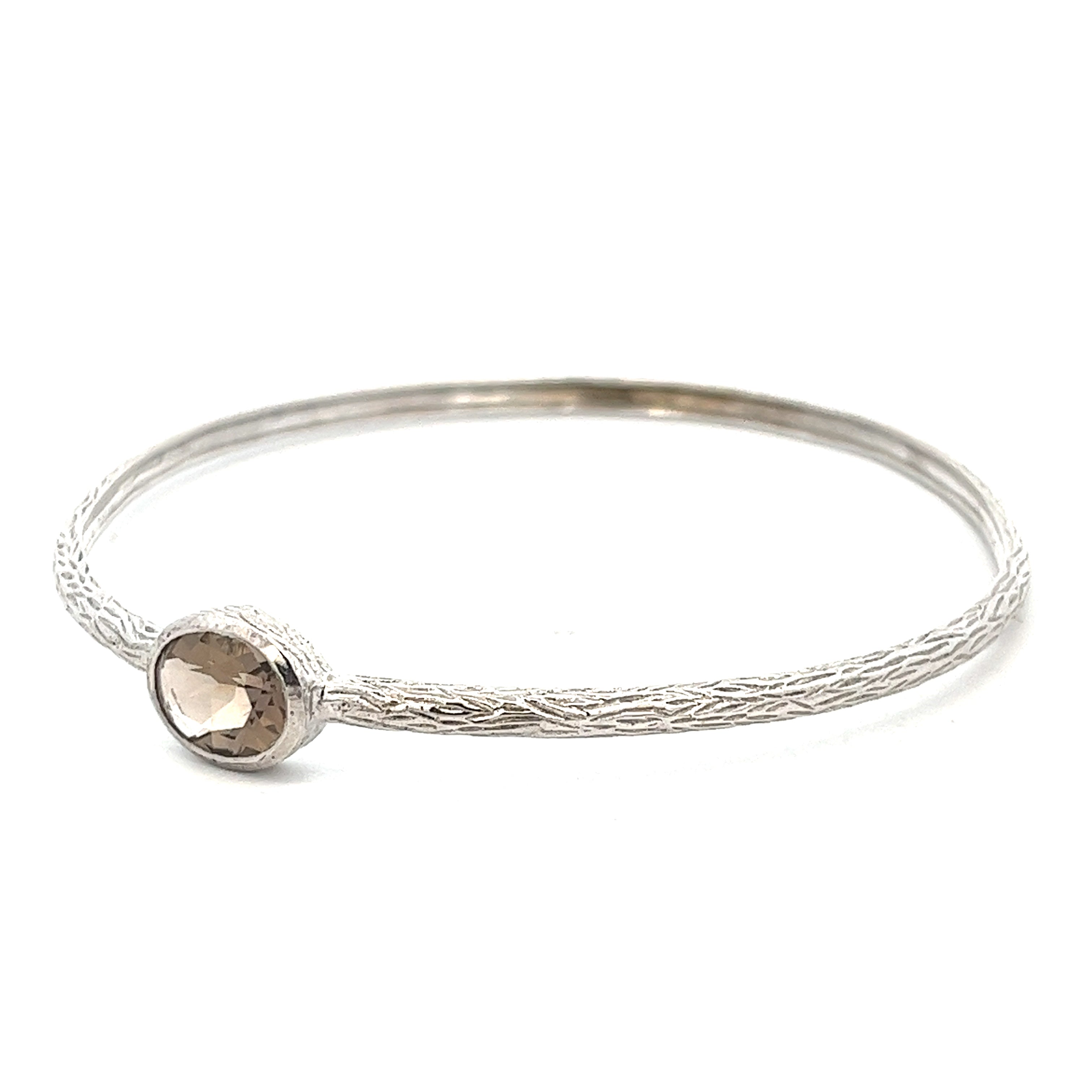 Brazalete en Plata 925 con Cuarzo Ahumado Oval
