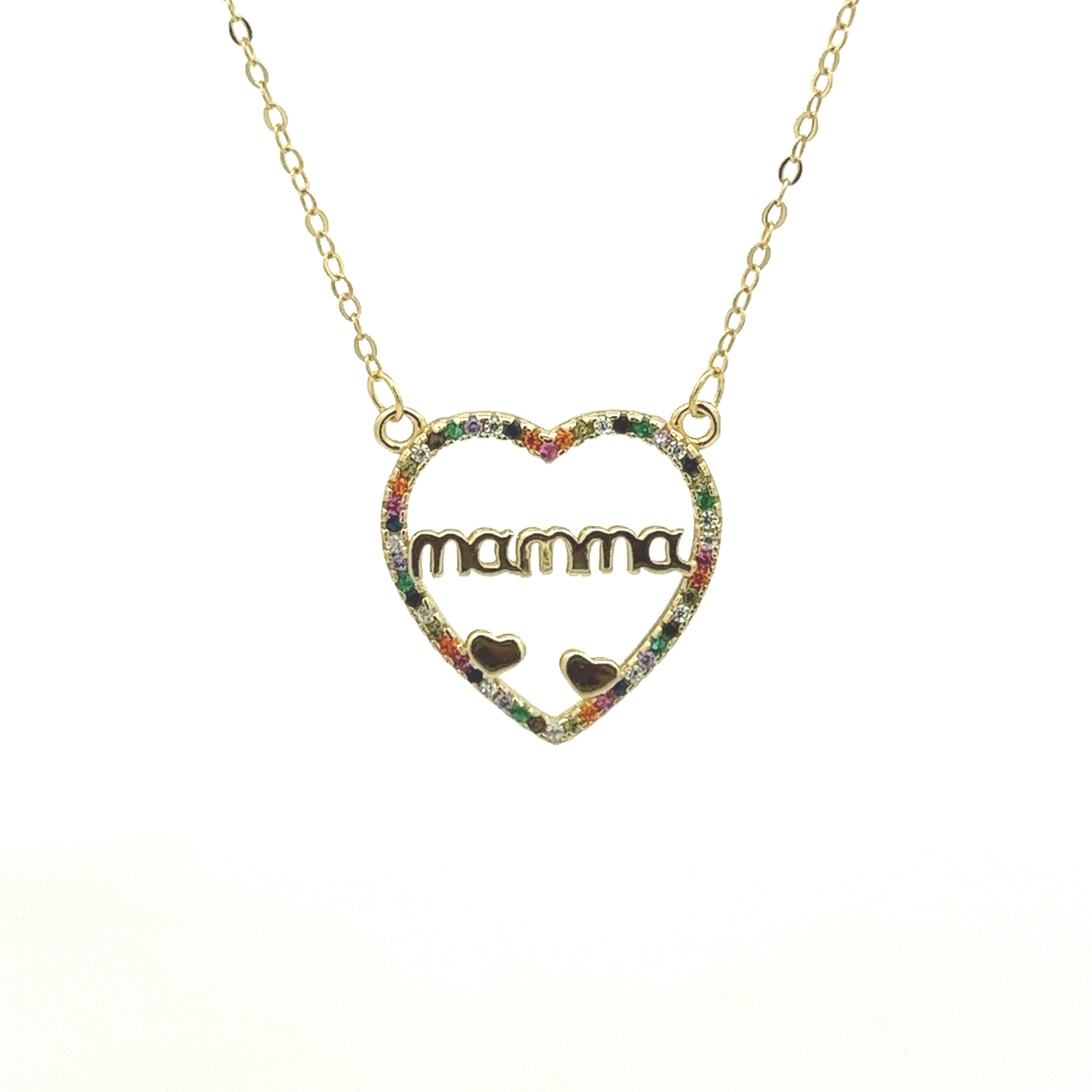 Collar Corazón Multicolor Mamma en Plata 925