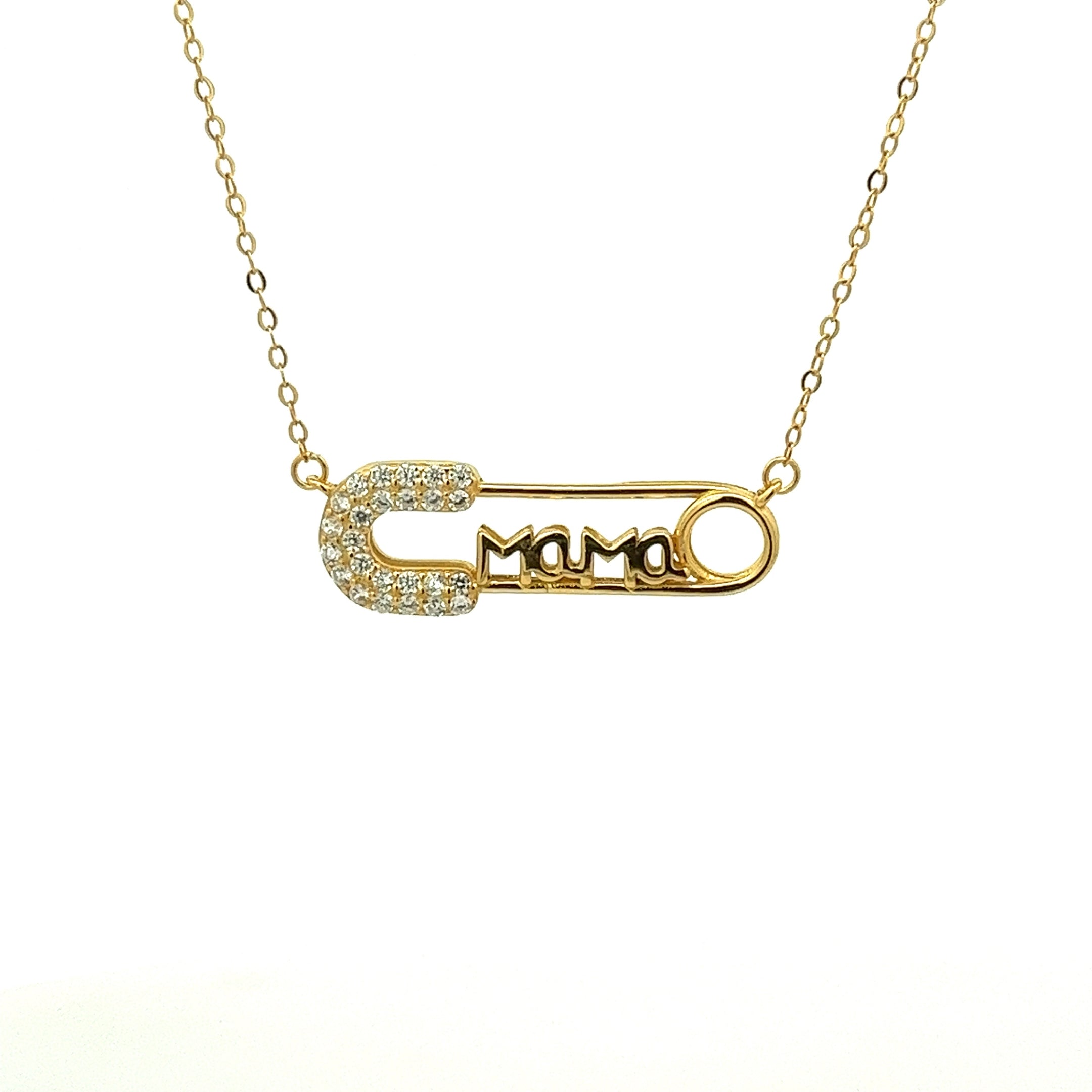 Collar con Pin y Cristales en Plata 925 Bañada en Oro