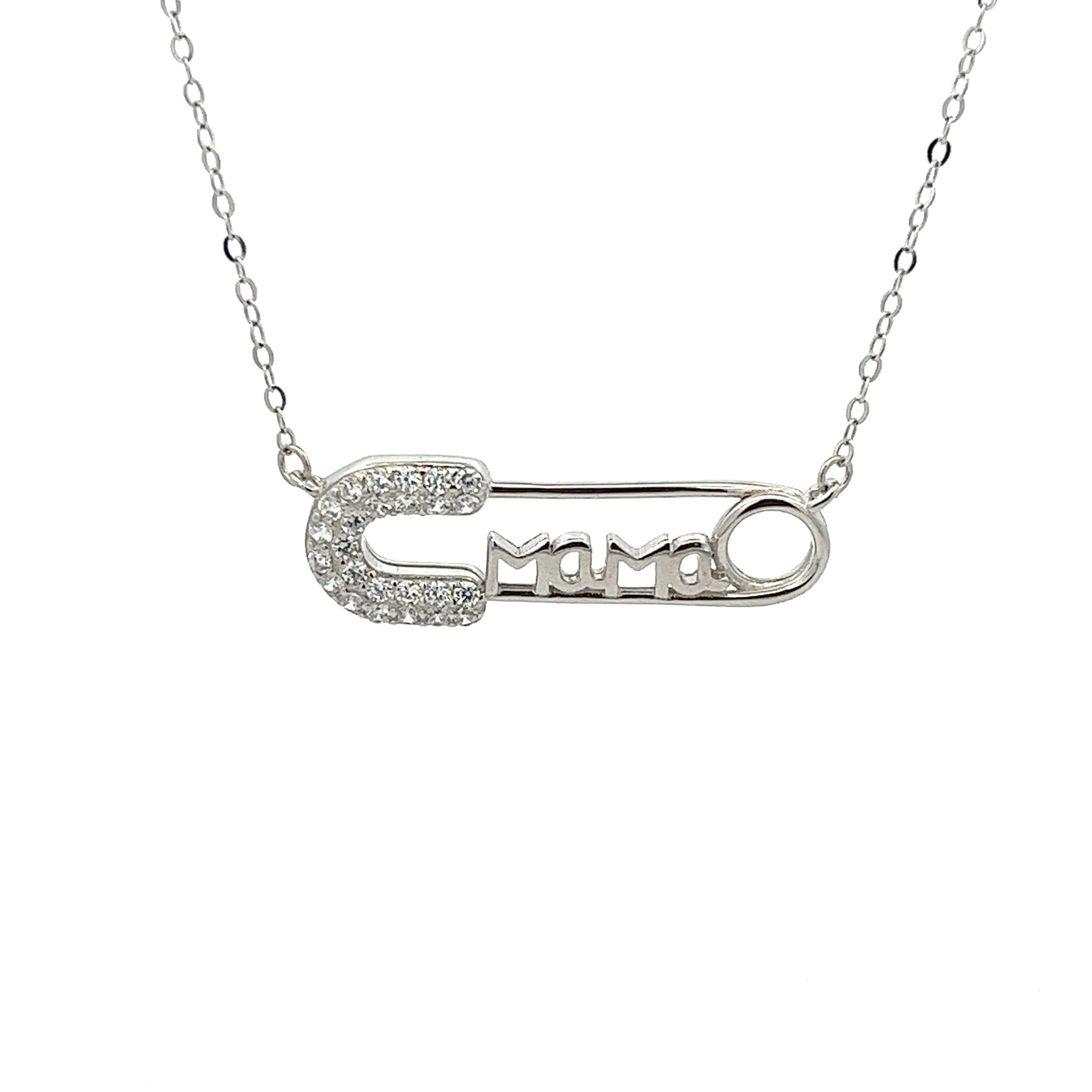 Collar con Dije de Pin y Cristales en Plata 925