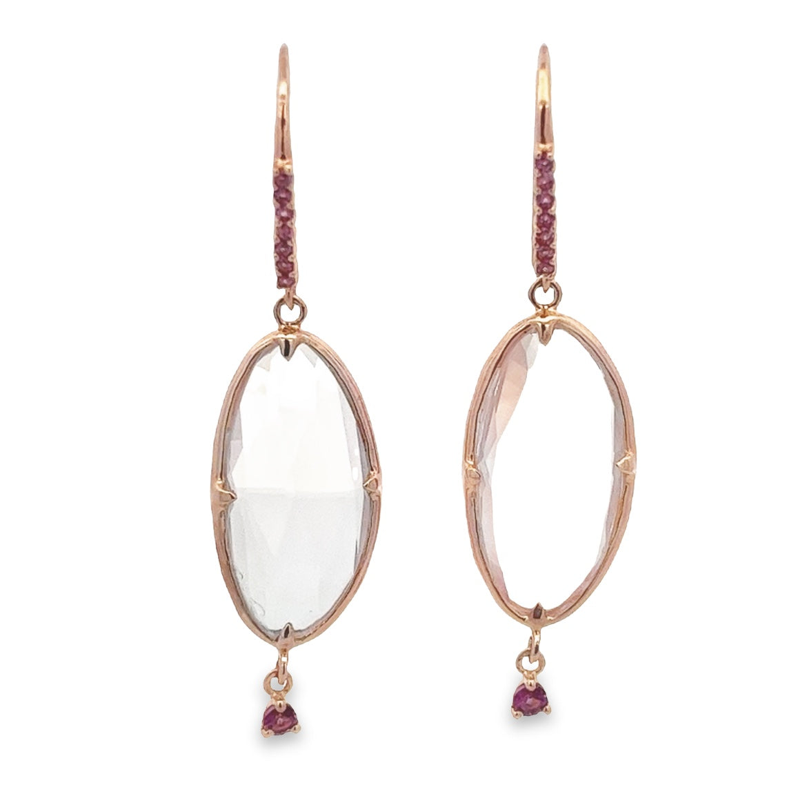 Aretes en Plata 925 con Cuarzo Rosa