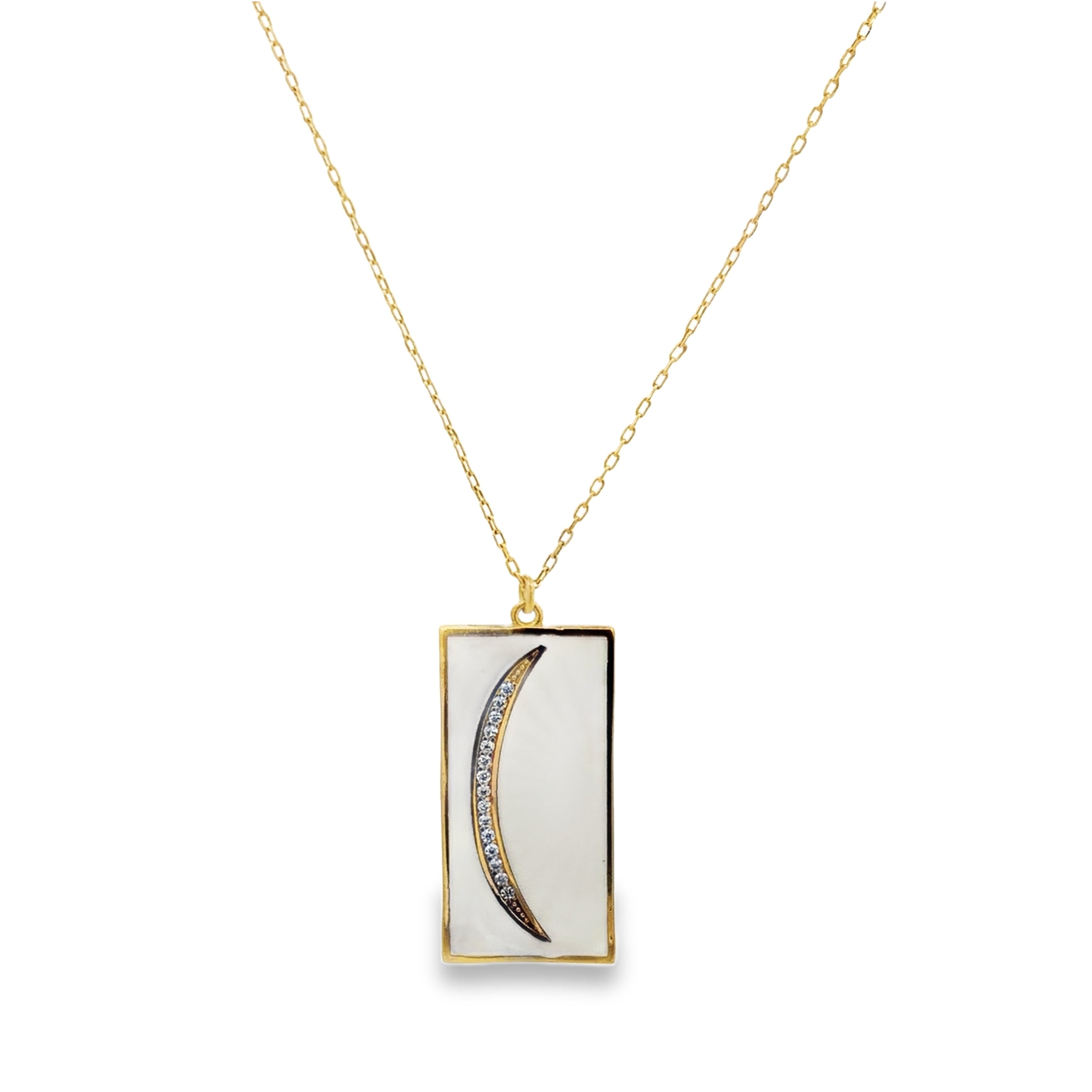 Collar de Luna con Cristales en Plata 925 y Oro