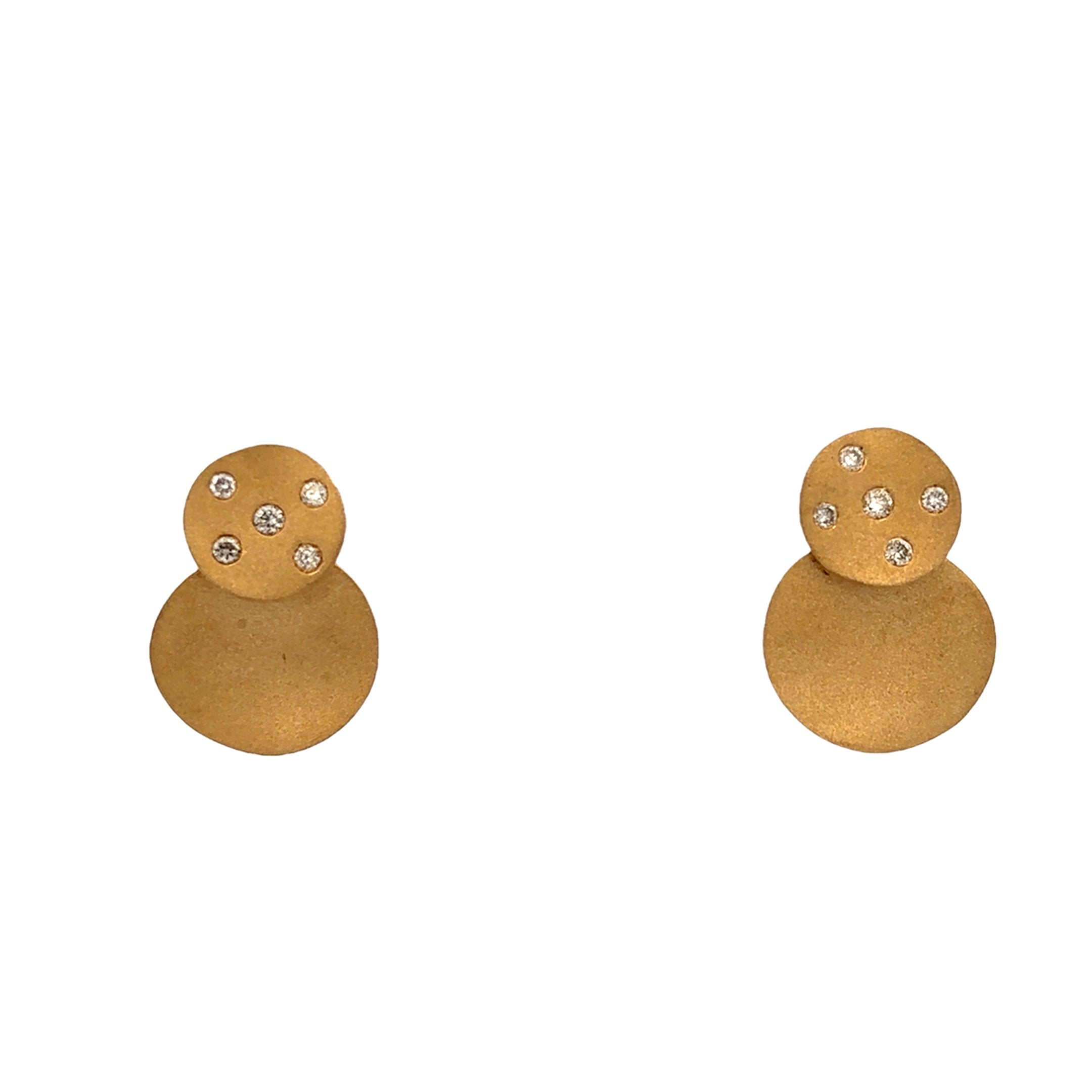 Aretes Doble Círculo en Oro Amarillo 14K con Diamantes