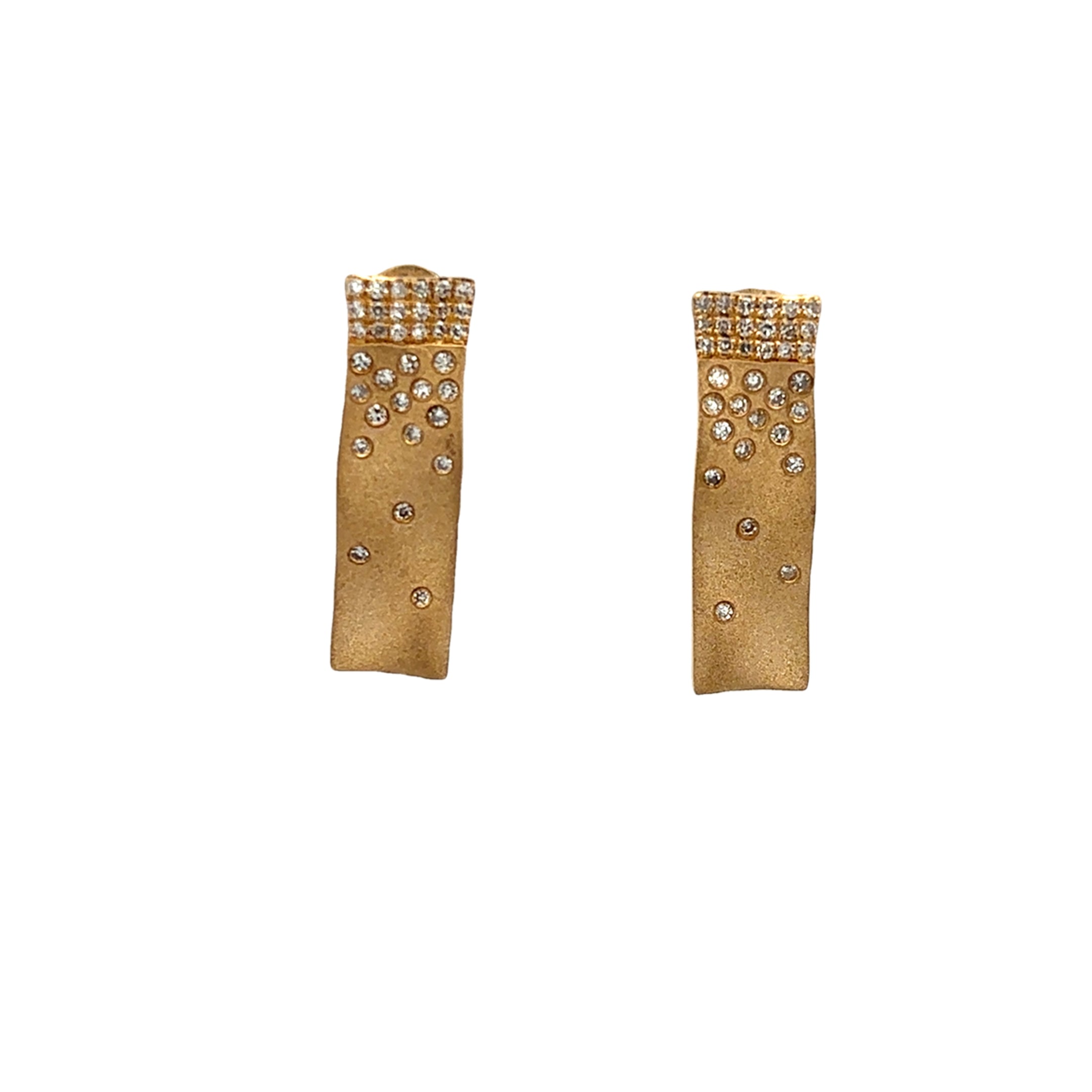Aretes Semi Pavé en Oro Amarillo 14K