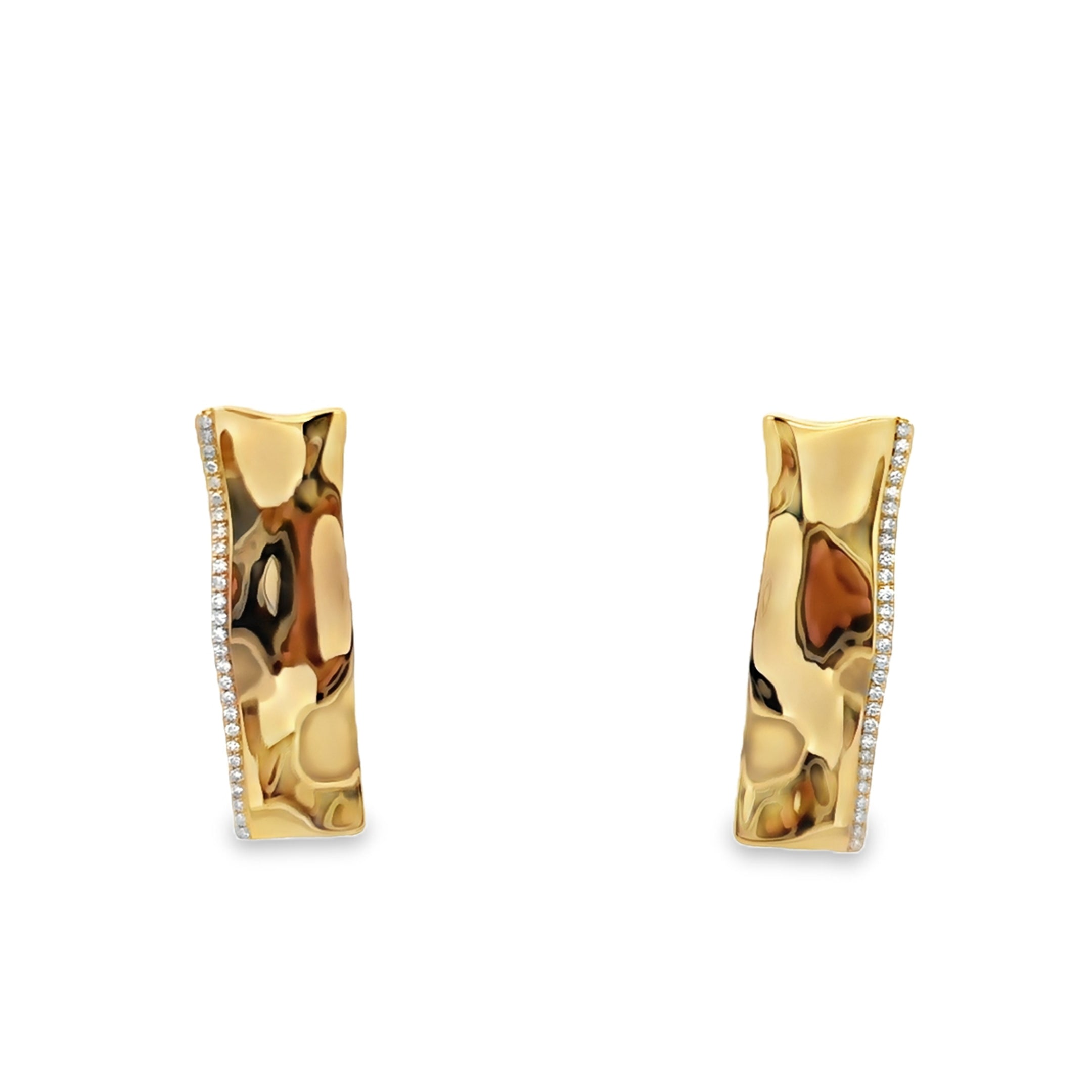 Aretes Pavé en Oro Amarillo 14K con Diamantes