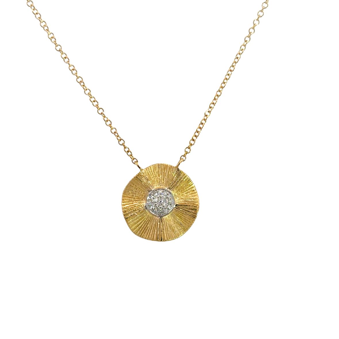 Collar Circular Texturizado en Oro Amarillo 14K