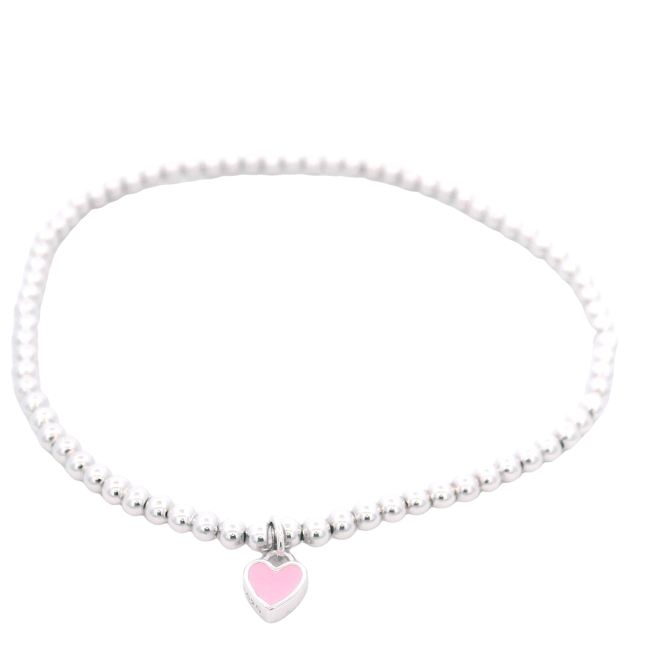 Pulsera de Corazón en Plata 925 y Esmalte Rosa