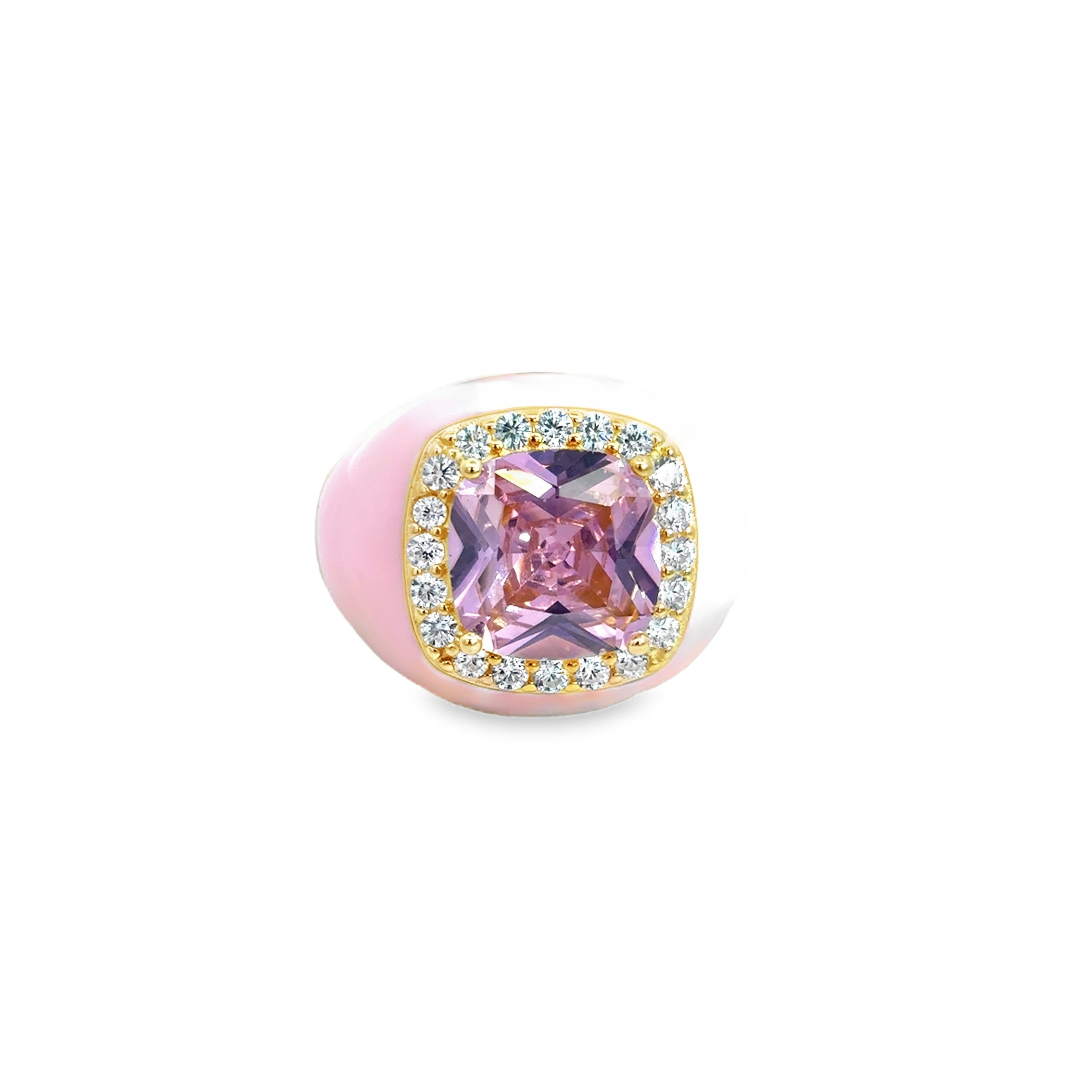 Anillo Ajustable en Plata 925 con Circonia Rosa