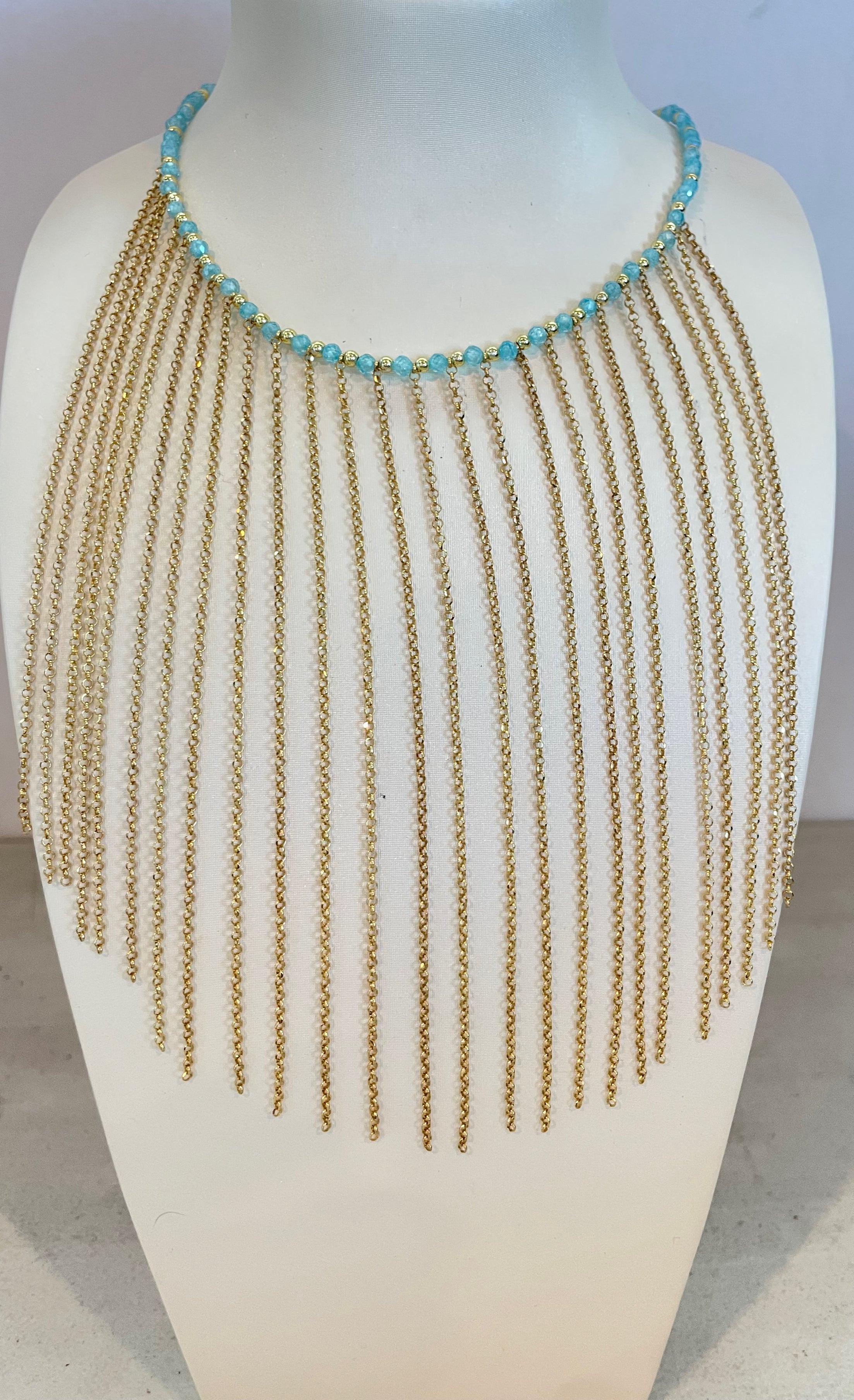 Collar de Plata 925 Bañada en Oro con Turquesas
