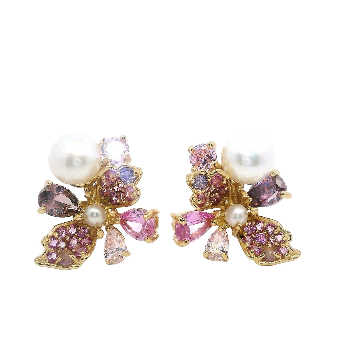 Aretes Florales en Plata 925 con Perlas