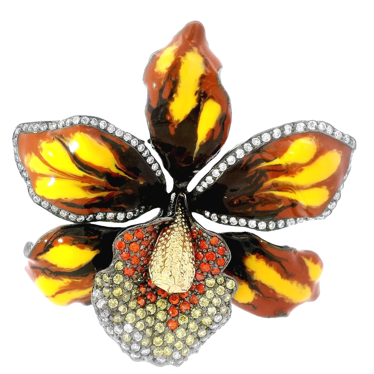 Broche Floral en Plata 925 con Acentos Vibrantes