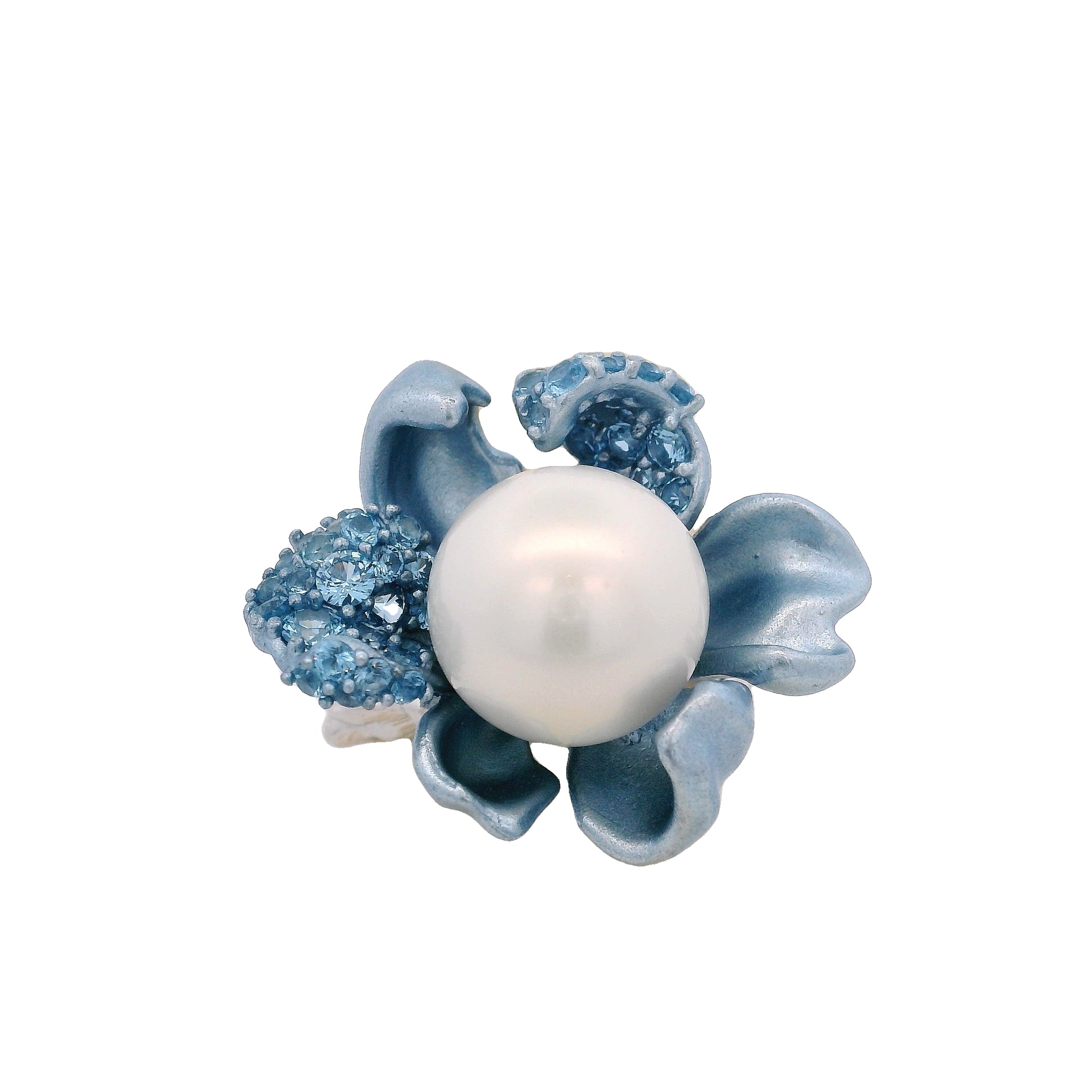 Anillo Floral en Plata 925 con Perla