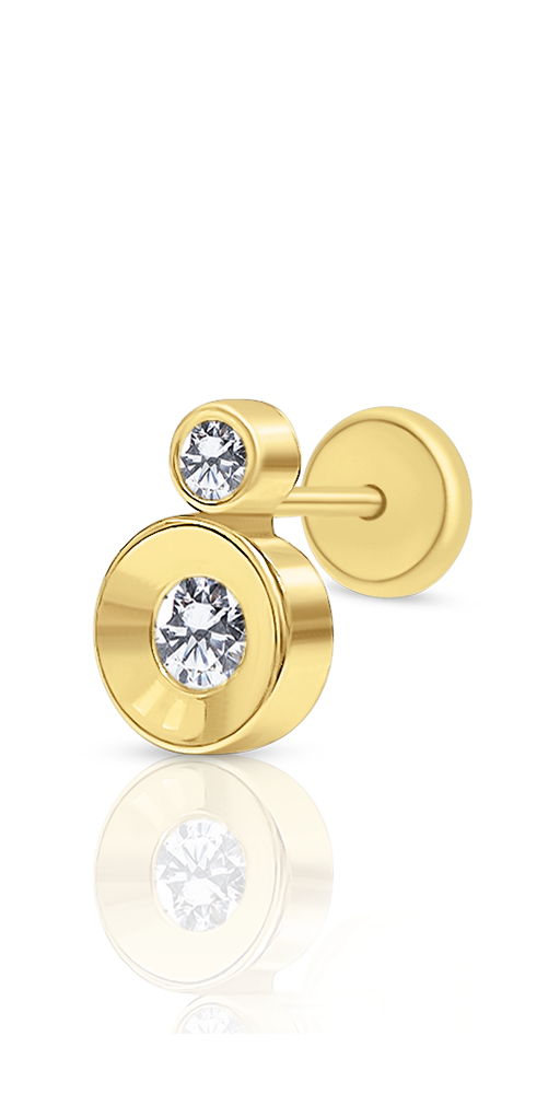 Piercing Doble Bezel en Oro Amarillo 14K