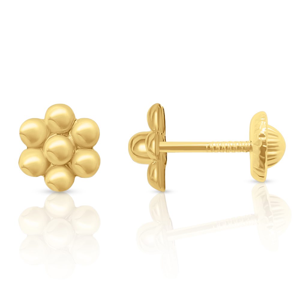 Aretes Florales en Oro Amarillo 14K