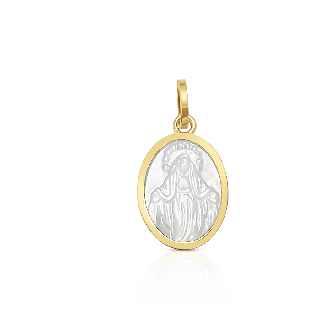 Medalla Ovalada de Virgen Milagrosa en Oro 14K