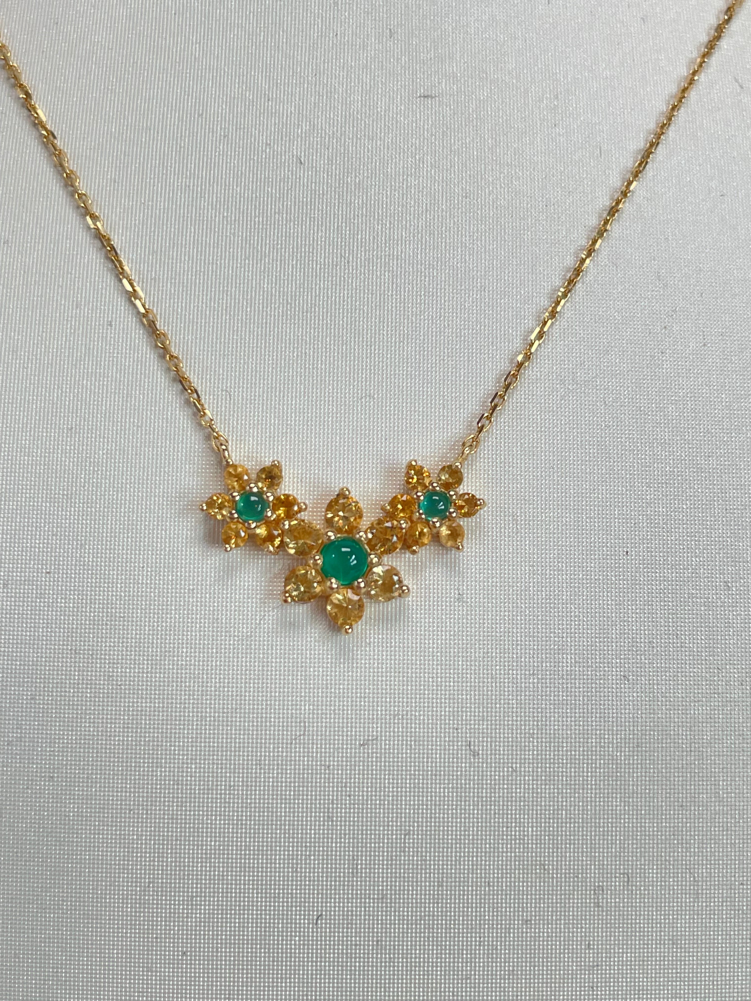 Collar Triple Flor en Plata 925 con Ónix y Citrina