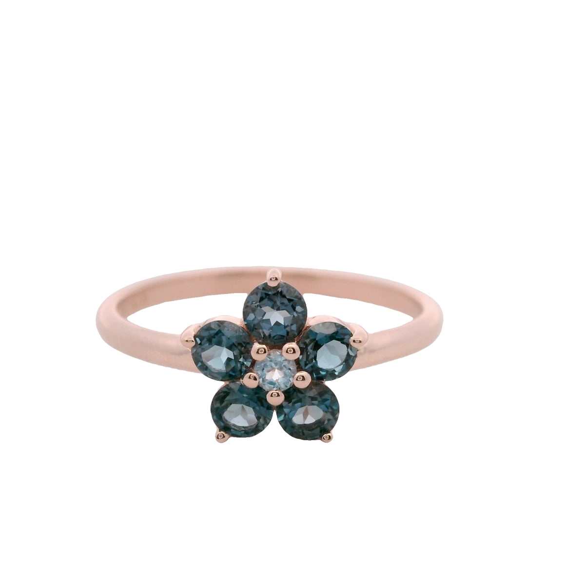 Anillo Floral en Plata 925 con Topacio Azul