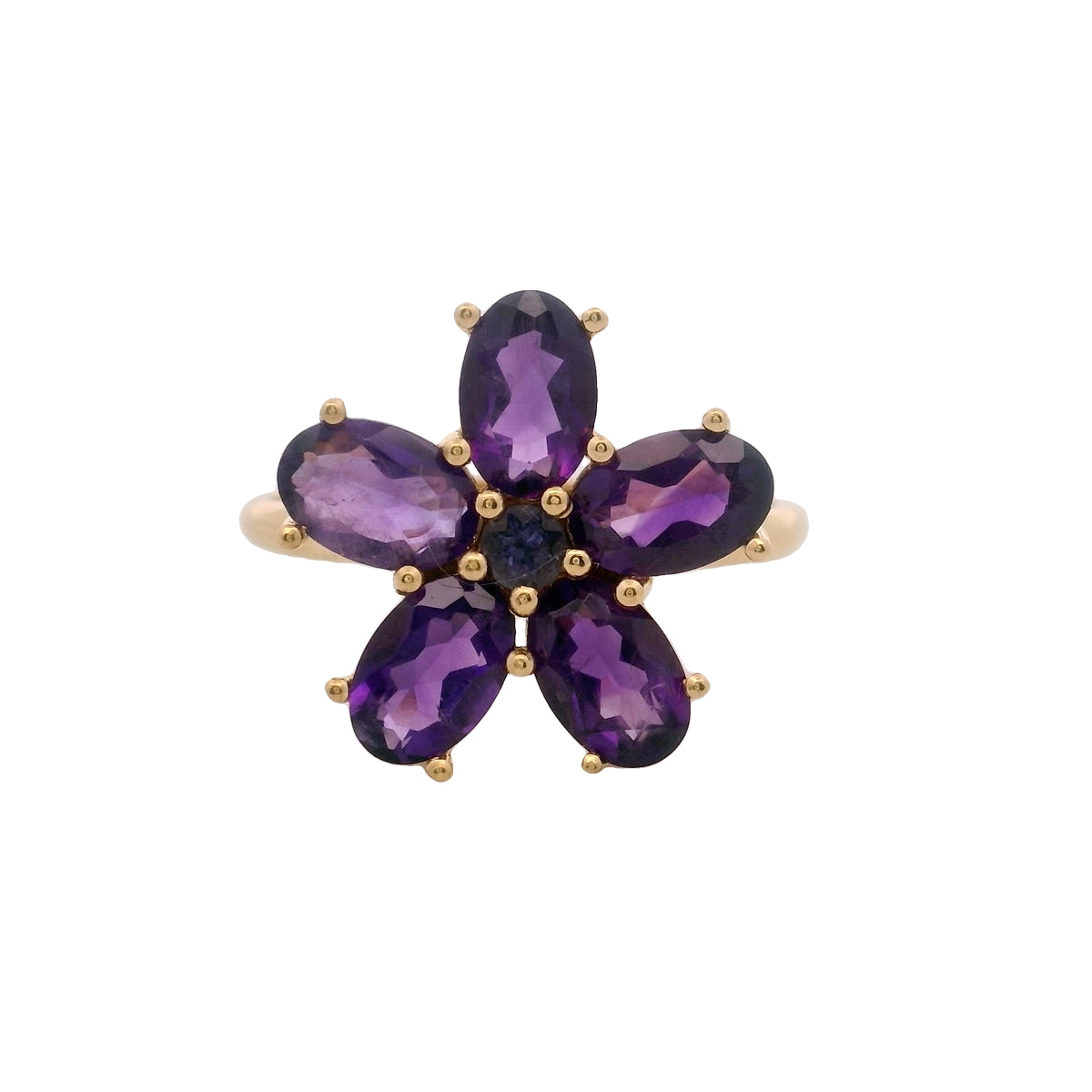 Anillo Floral en Plata 925 con Amatista Natural