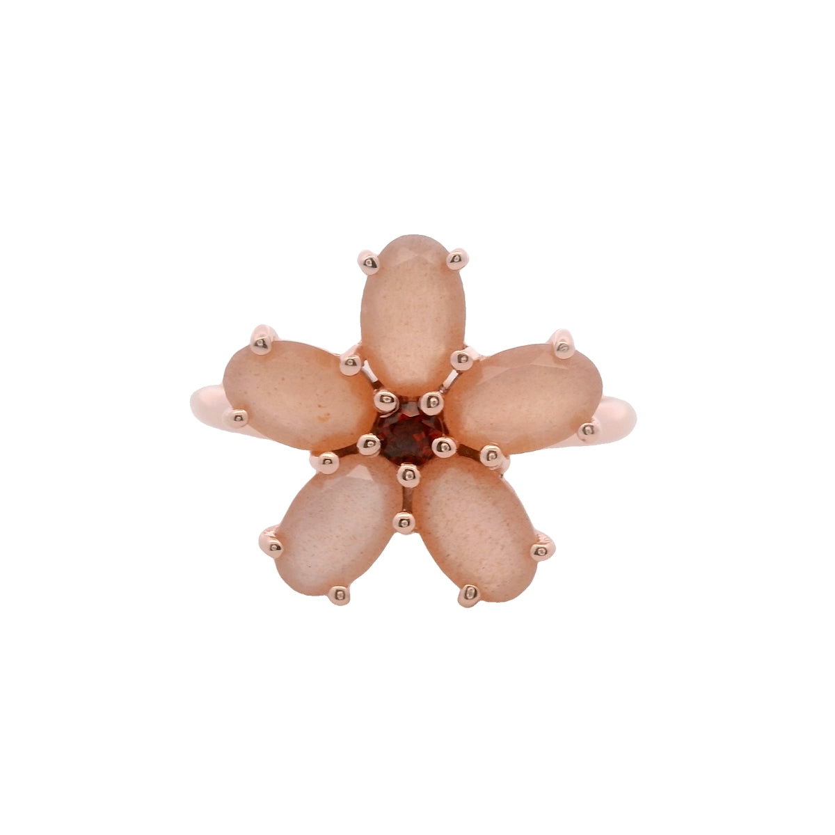 Anillo Floral en Plata 925 con Piedra Luna