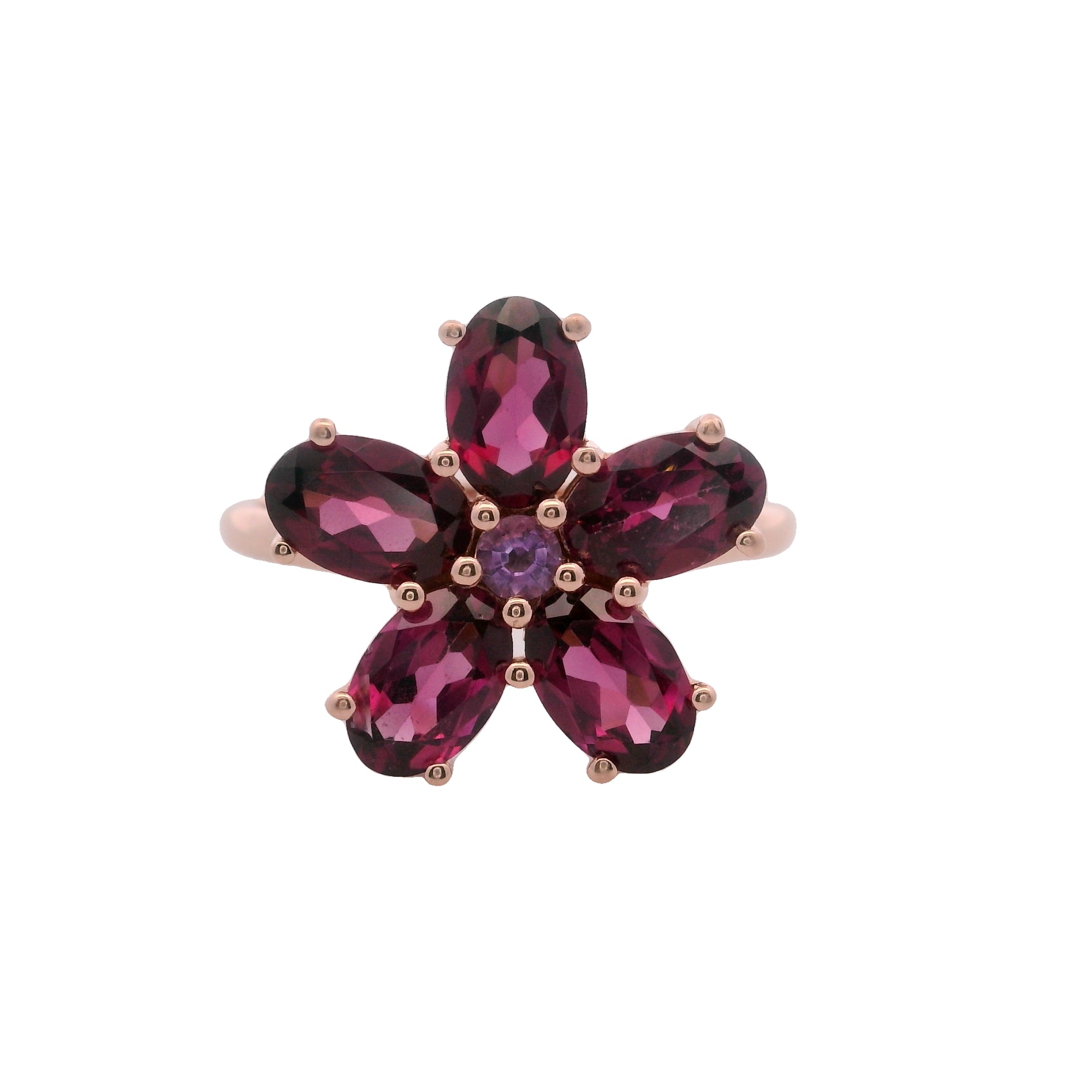 Anillo Floral en Plata 925 con Amatista Natural
