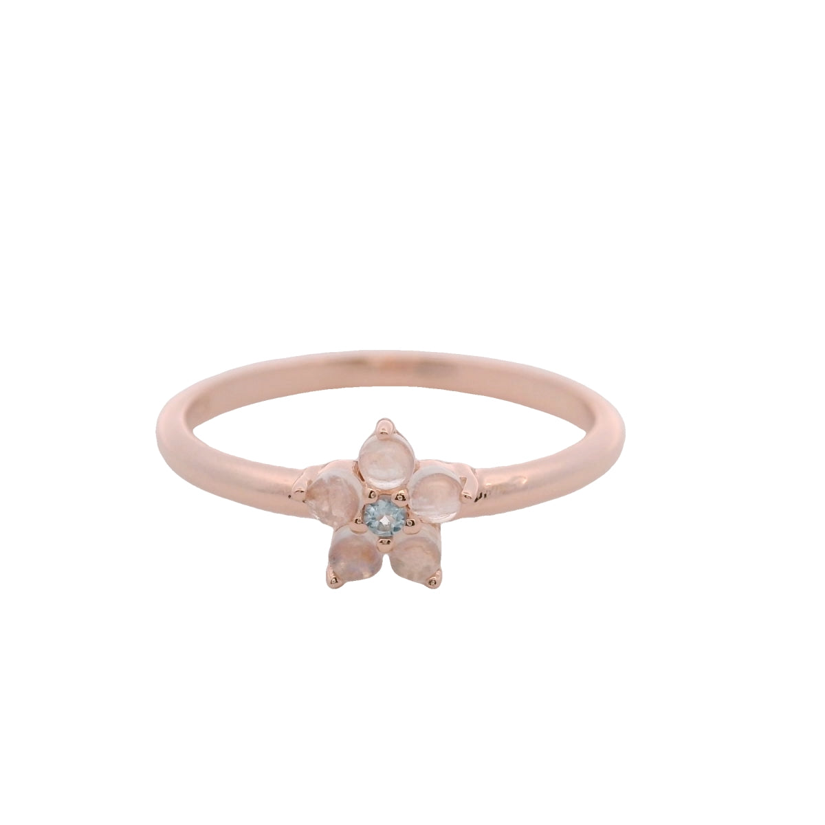 Anillo Floral en Plata 925 con Piedra Luna y Topacio
