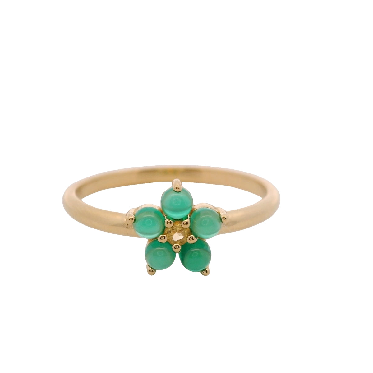 Anillo Floral en Plata 925 Bañada con Citrina