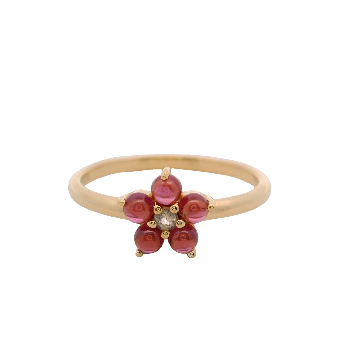 Anillo Floral en Plata 925 con Granate y Labradorita