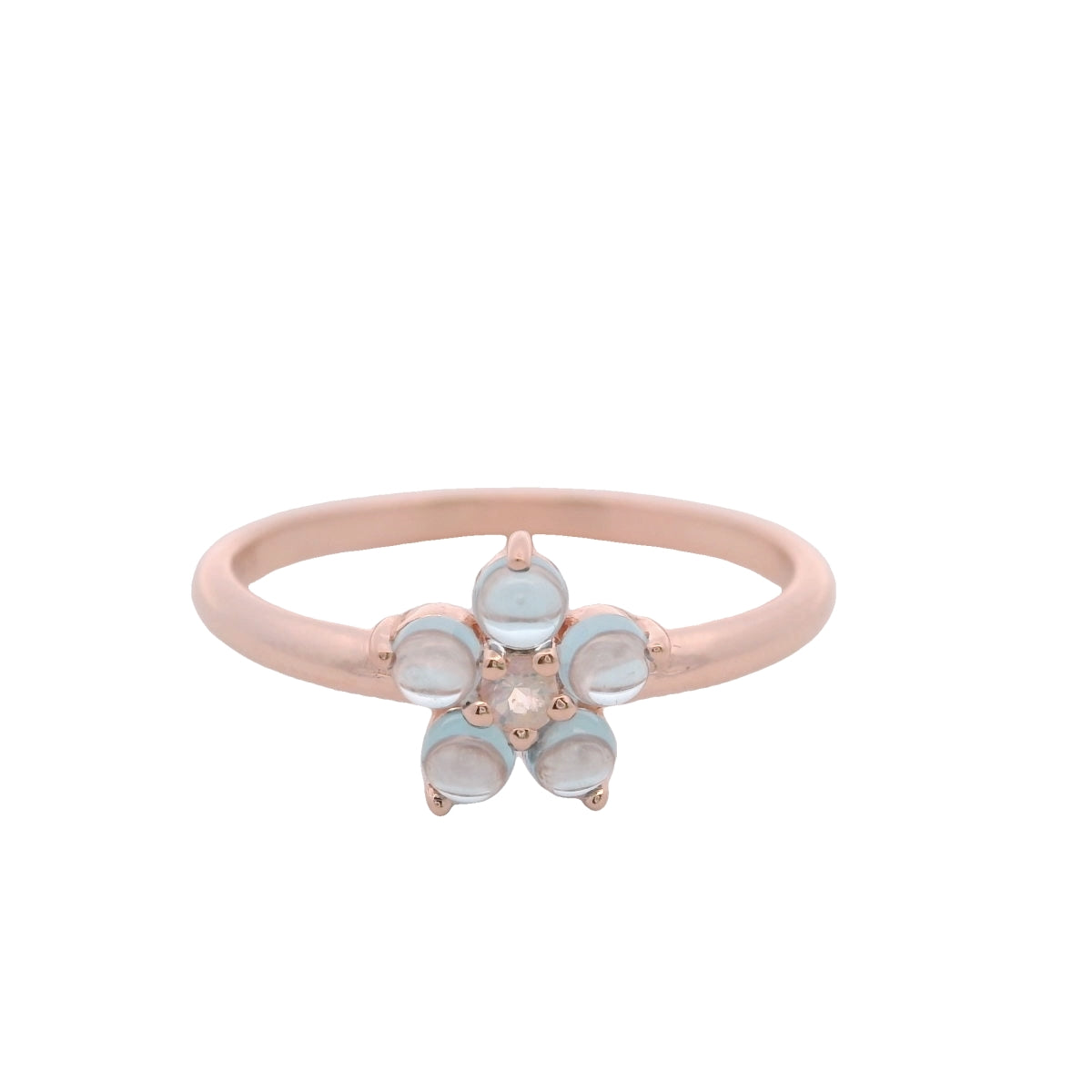Anillo Floral en Plata 925 Bañada en Oro con Piedra Luna