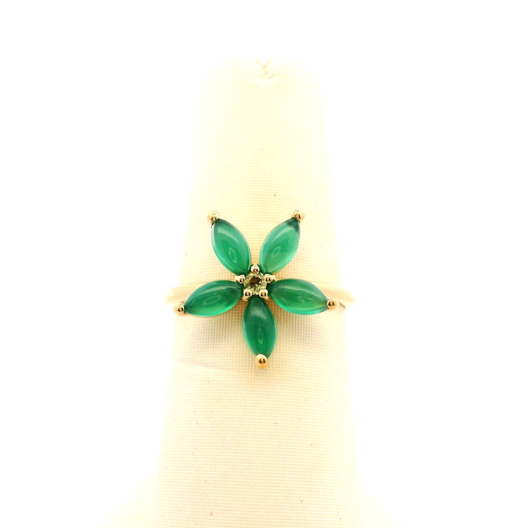 Anillo Floral en Plata 925 Bañada en Oro con Peridoto