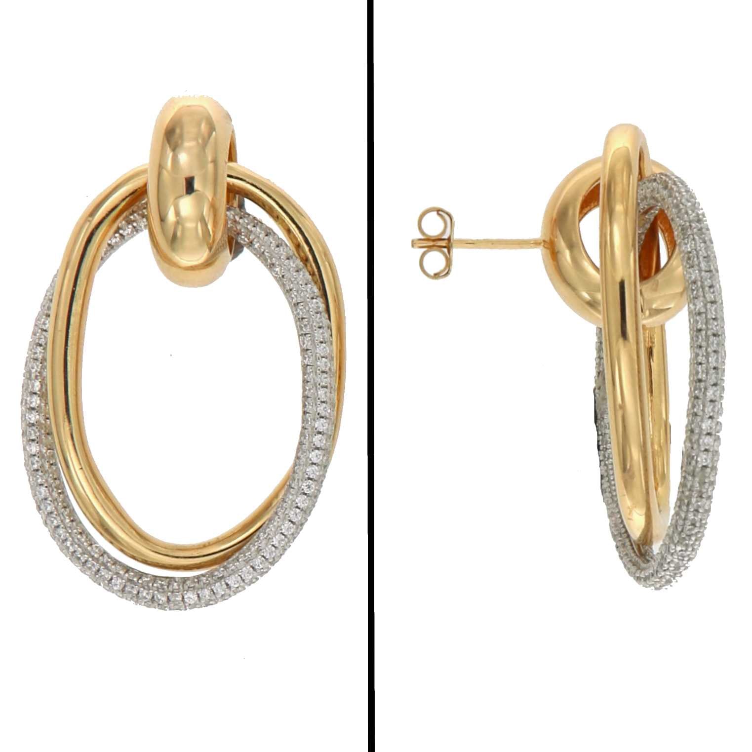 Aretes Doble Círculo en Plata 925 Bañada en Oro