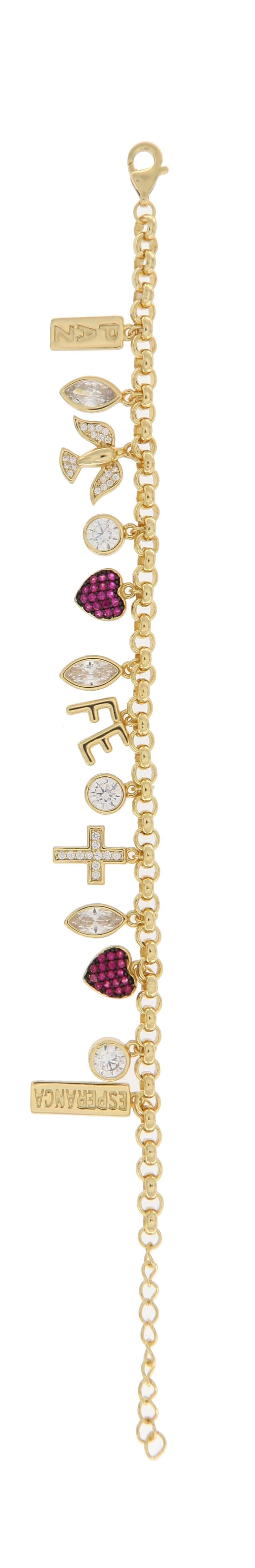 Pulsera de Charms Religiosos en Plata 925 Bañada en Oro