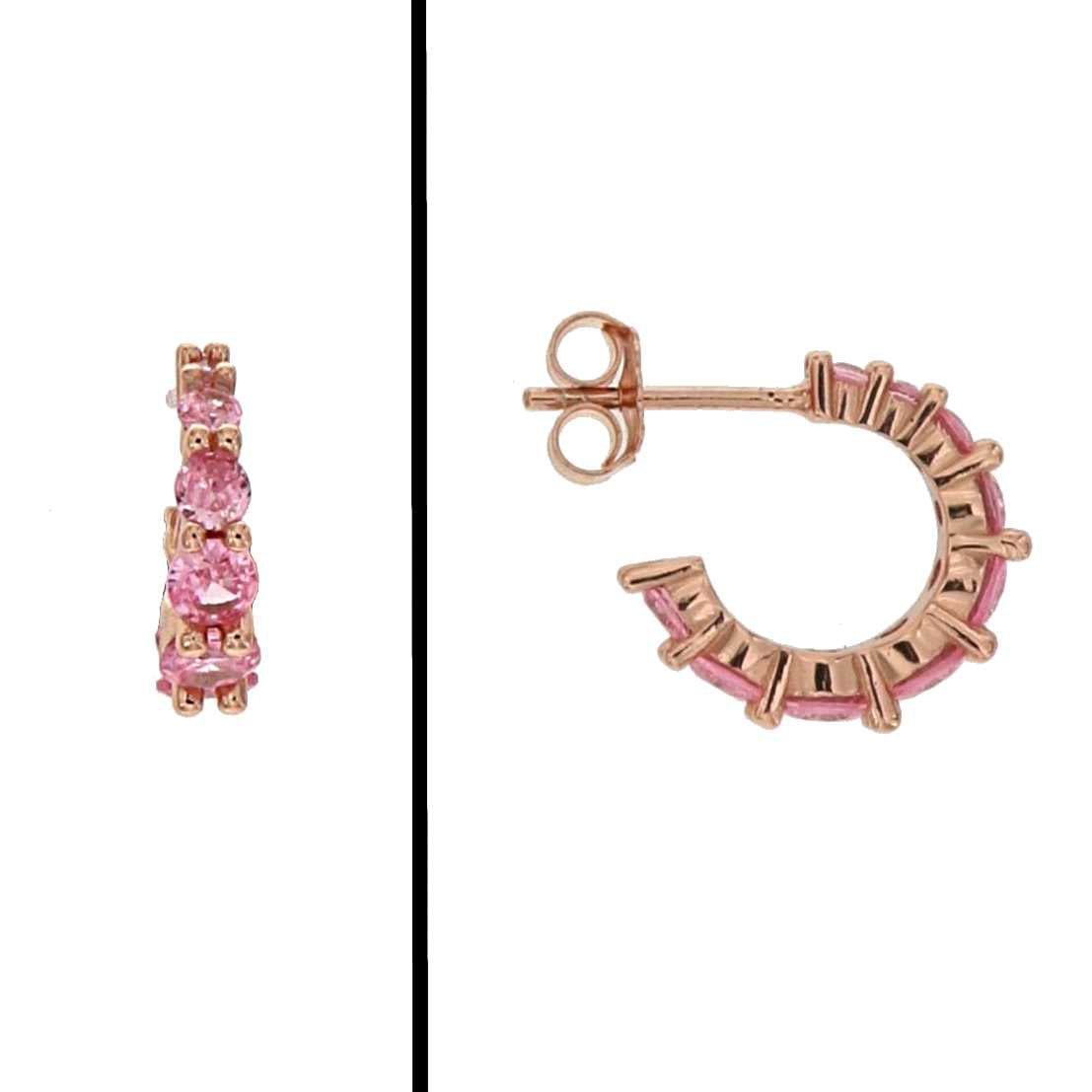 Aretes Infinity en Plata 925 con Circonias Fucsia