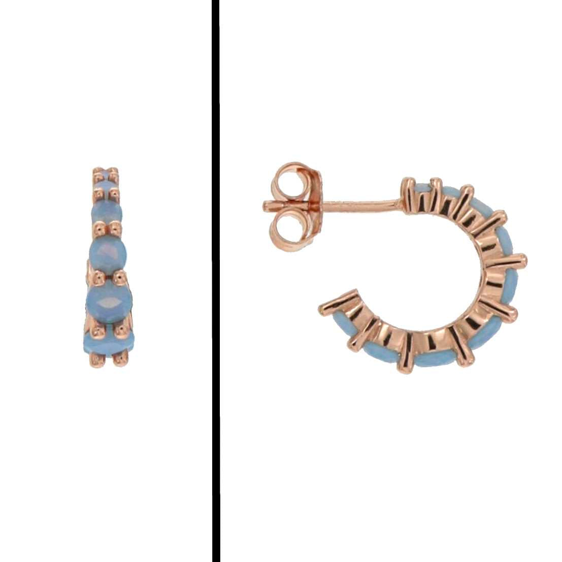 Aretes Infinity en Plata 925 Bañada en Oro Rosa con Circonia Azul