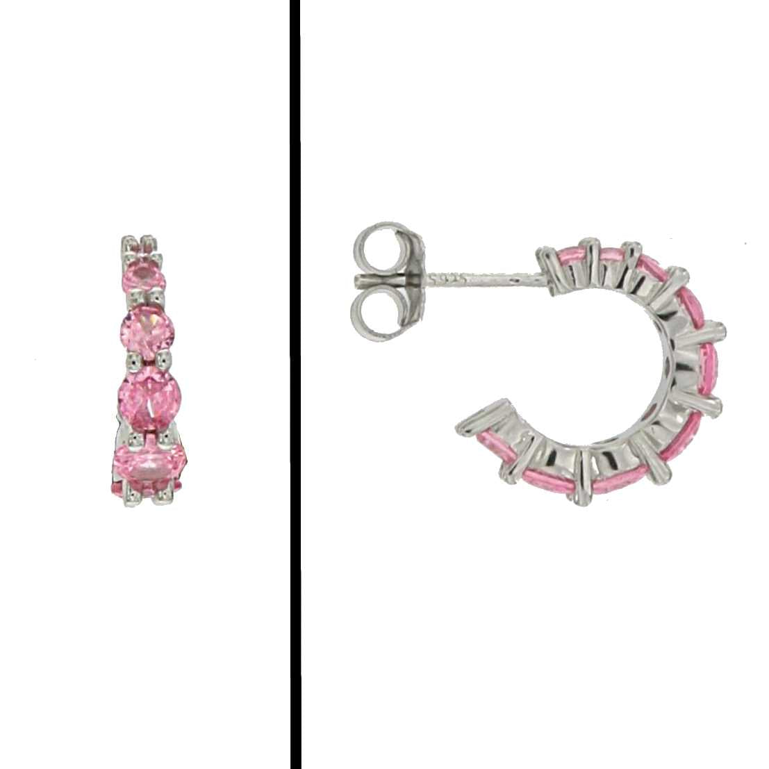 Aretes Infinito en Plata 925 con Circonias Fucsias