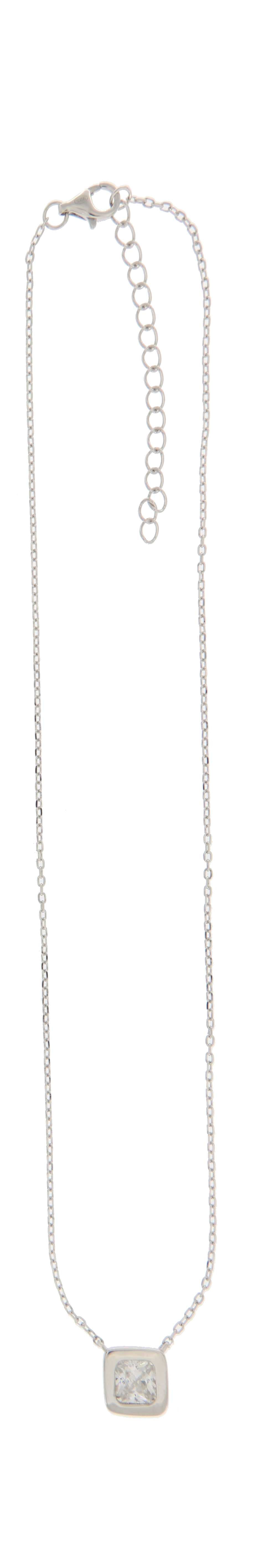 Collar Solitario Cuadrado en Plata 925 con Circonia