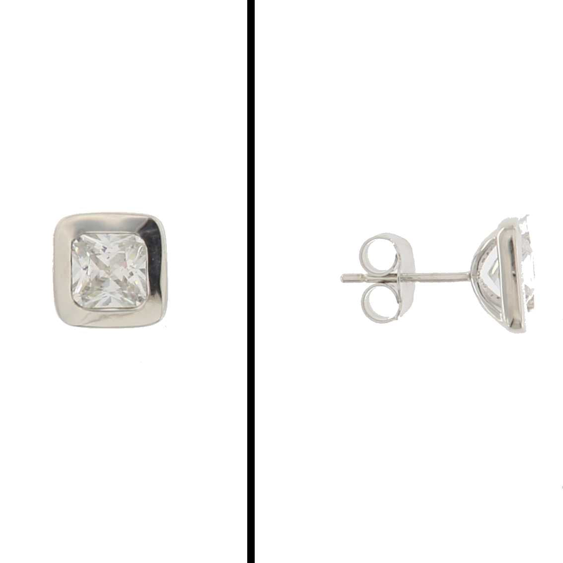 Aretes Cuadrados con Circonia en Plata 925