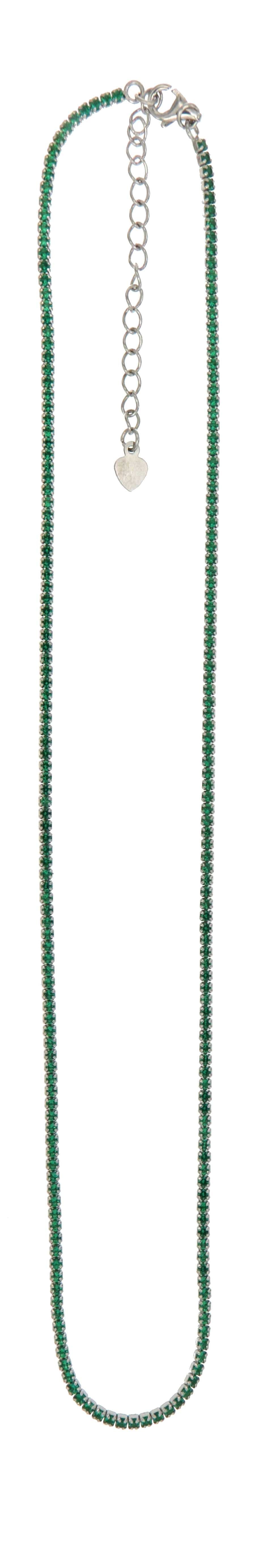 Collar Mini Tennis de Circonias Verdes en Plata 925