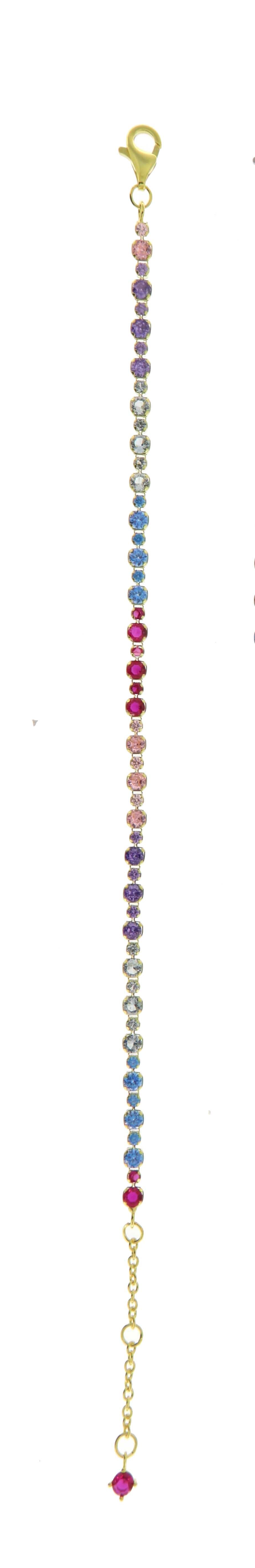 Pulsera Tennis Multicolor en Plata 925 Bañada en Oro