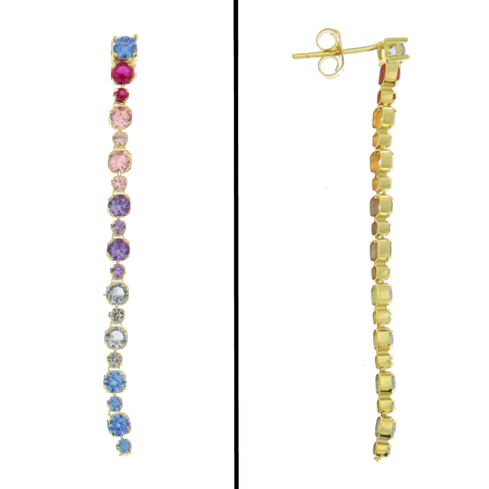 Aretes Multicolor en Plata 925 Bañada en Oro