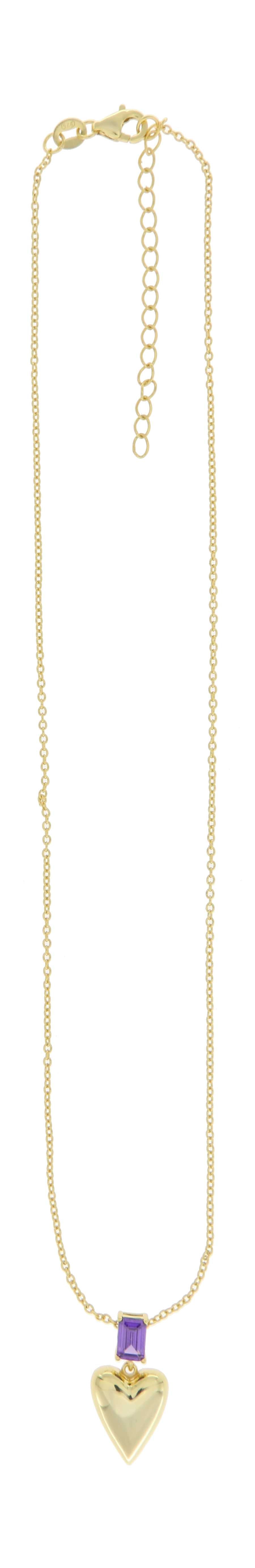 Collar Corazón con Piedra Baguette en Plata 925