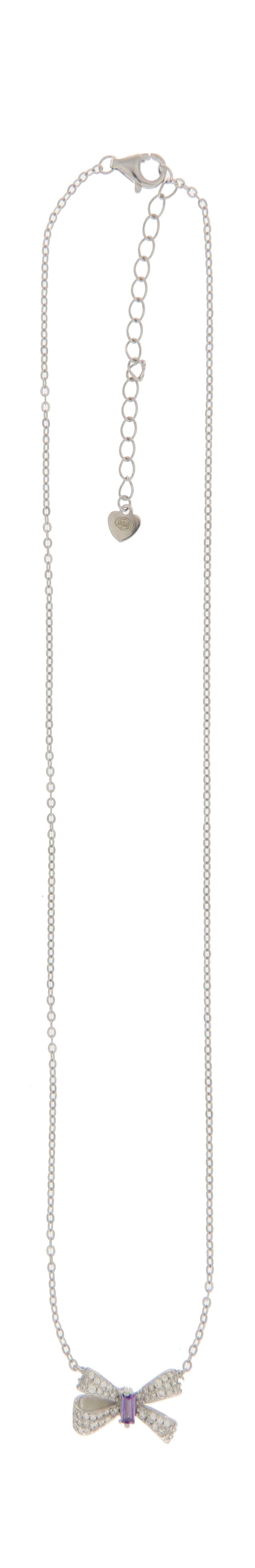Collar con Dije de Lazo y Circonias en Plata 925