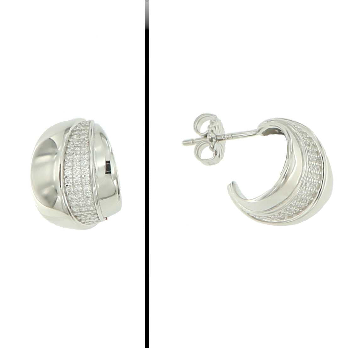 Aretes Domo en Plata 925 con Circonias