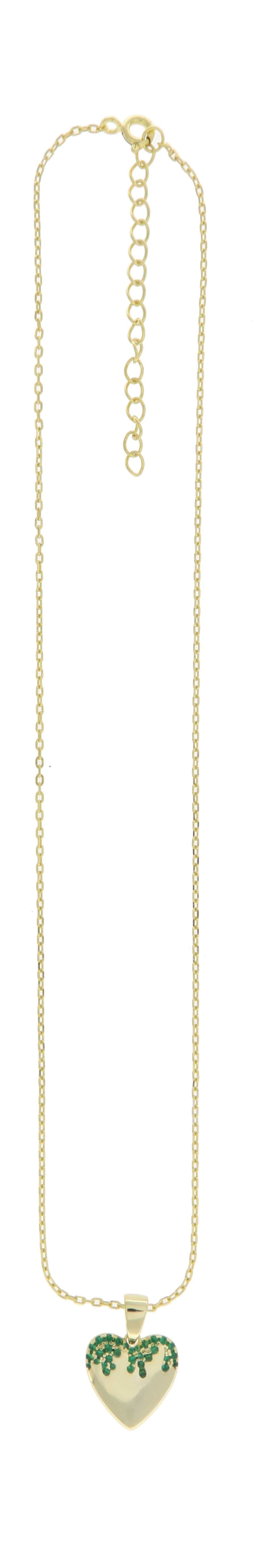 925YG HEART SMOOTH CZ GREEN NECKLACE
