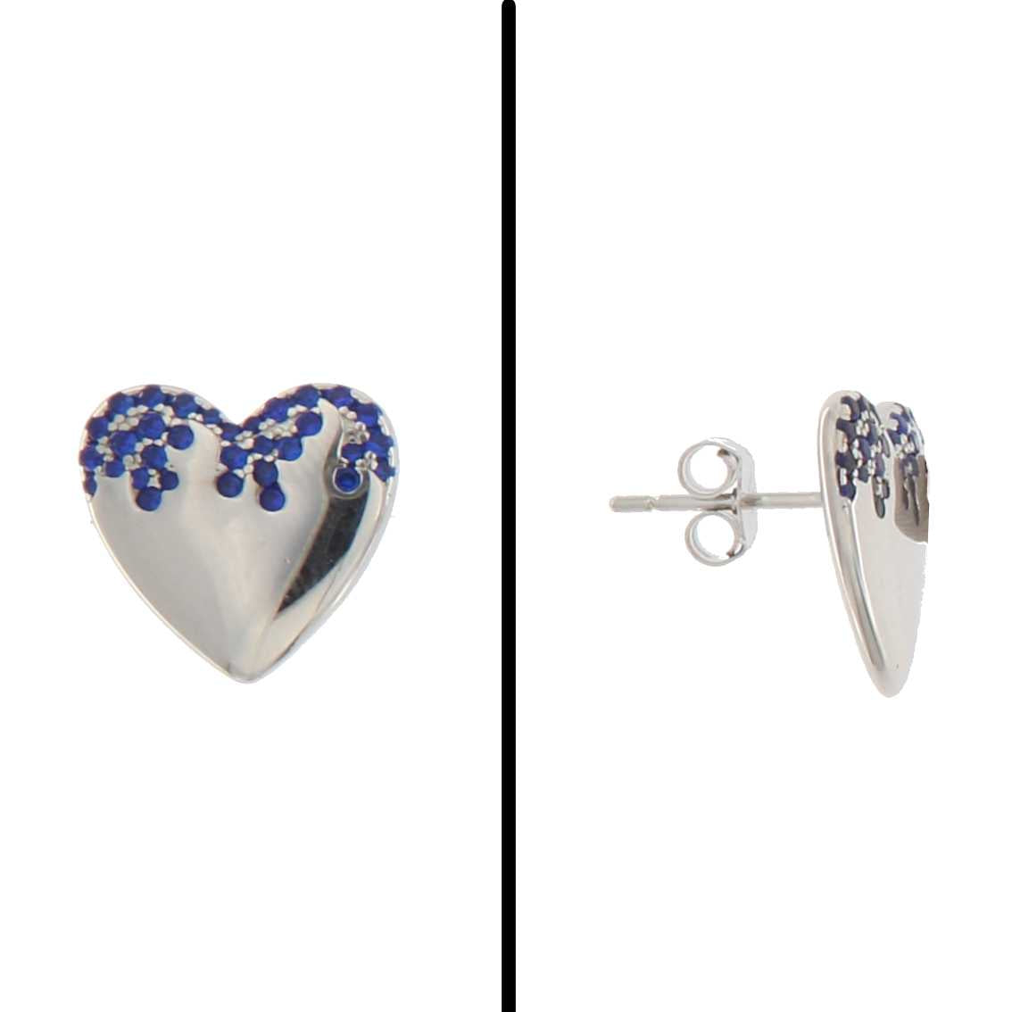 Aretes Corazón en Plata 925 con Circonias Azules