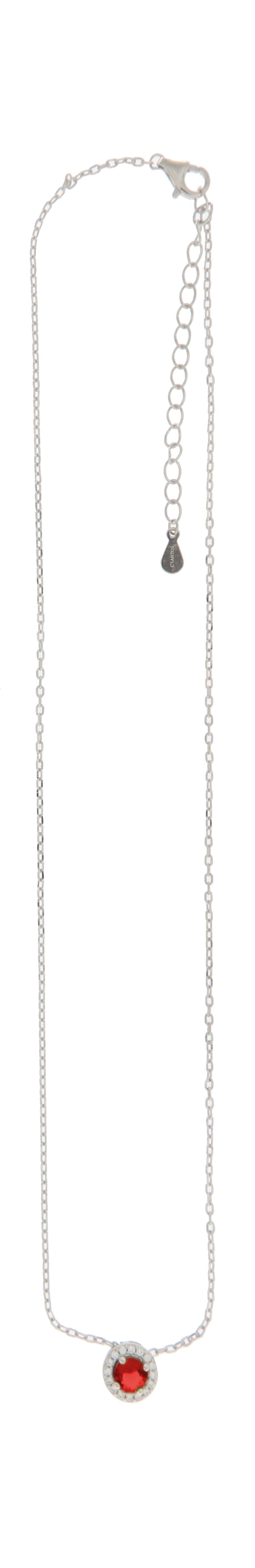 Collar Halo en Plata 925 con Circonia Roja